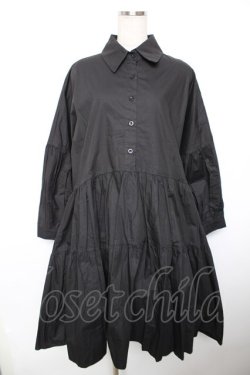 画像1: axes femme / ティアードシャツワンピース  黒 Y-25-12-17-110-AX-OP-SZ-ZY
