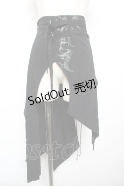 画像1: Ozz Croce / プリント入りオーバースカート  黒 Y-25-12-17-120-OO-SK-SZ-ZY