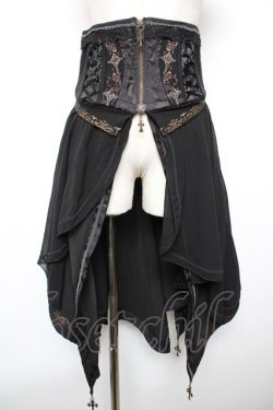 画像1: Ozz oneste / 薔薇十字刺繍イレギュラーオーバーコルセット  黒 Y-25-12-17-121-OO-SK-SZ-ZY