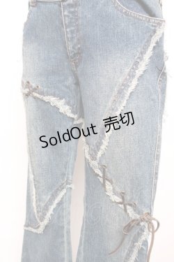 画像3: ALGONQUINS / 編み上げデニムパンツ 1 インディゴ Y-25-12-17-122-AL-PA-SZ-ZY