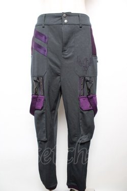 画像1: Ozz conte / 配色サス付きパンツ  グレー×紫 Y-25-12-17-123-OO-PA-SZ-ZY