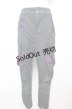 画像1: Ozz conte / 配色サス付きパンツ  グレー×紫 Y-25-12-17-123-OO-PA-SZ-ZY