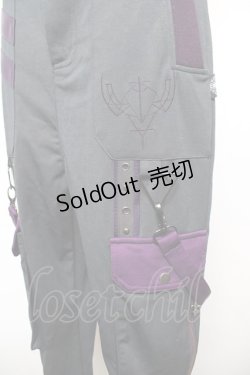 画像3: Ozz conte / 配色サス付きパンツ  グレー×紫 Y-25-12-17-123-OO-PA-SZ-ZY