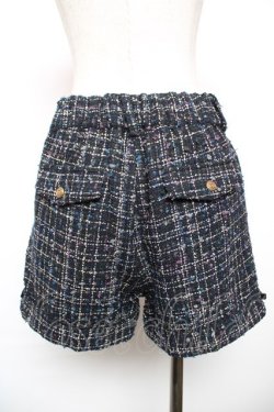 画像2: axes femme / ベロアリボン使いツイードショートパンツ  紺 Y-25-12-17-127-AX-PA-SZ-ZY