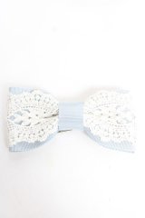 Melody BasKet / レースリボンヘアクリップ  サックス Y-25-12-17-017-LO-AC-SZ-ZY