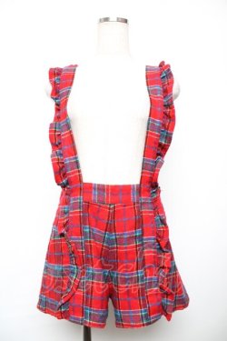 画像1: Candy Stripper / フリルサスペンダーつきショートパンツ  赤 Y-25-12-17-142-PU-PA-AS-ZY