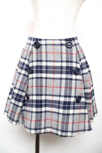 MILK / ウールチェックスカート  グレーｘ紺 Y-25-12-17-144-ML-SK-AS-ZY