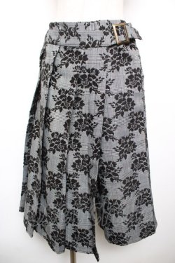 画像1: axes femme / 花柄スカート巻きパンツ M 黒 Y-25-12-17-149-AX-PA-SZ-ZY