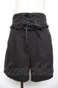 axes femme POETIQUE / ハイウエストレースアップショートパンツ M 黒 Y-25-12-17-151-AX-PA-SZ-ZY
