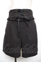 axes femme POETIQUE / ハイウエストレースアップショートパンツ M 黒 Y-25-12-17-151-AX-PA-SZ-ZY