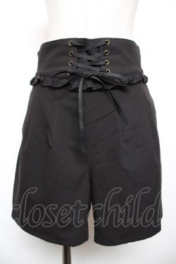 画像1: axes femme POETIQUE / ハイウエストレースアップショートパンツ M 黒 Y-25-12-17-151-AX-PA-SZ-ZY