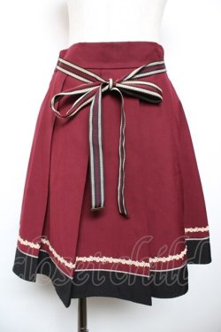 画像1: axes femme POETIQUE / バイカラープリーツスカート  ワイン Y-25-12-17-154-AX-SK-SZ-ZY