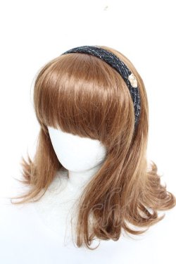 画像1: m petit by misako / NINA‘Sコラボツイードカチューシャ  黒 Y-25-12-17-021-LO-AC-SZ-ZY