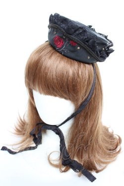 画像1: Ozz Croce / rose刺繍ミニハット  黒 Y-25-12-17-022-OO-ZA-SZ-ZY
