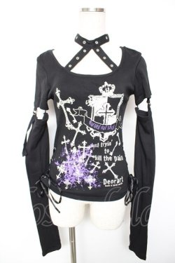 画像1: Deorart / チョーカーデザインセパレートスリーブカットソー M 黒 Y-25-12-17-027-PU-TO-SZ-ZY