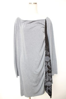 画像1: PUTUMAYO / プリント切替ロングトップス  グレー Y-25-12-17-028-PT-TO-SZ-ZY