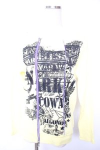 ALGONQUINS / ZIPデザインpt入りワッフルトップス  イエロー Y-25-12-17-033-AL-TO-SZ-ZY