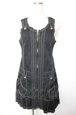 画像1: ALGONQUINS / ZIPノースリーブワンピース F 黒 Y-25-12-17-035-AL-OP-SZ-ZY