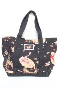 PINK HOUSE / Straw-berry Hatプリントバッグ  黒 Y-25-12-18-022-LO-BG-SZ-ZY