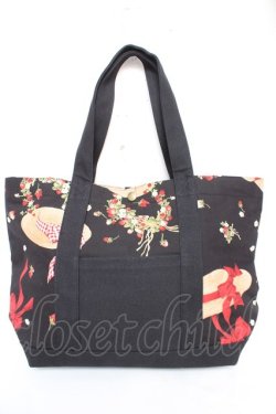 画像2: PINK HOUSE / Straw-berry Hatプリントバッグ  黒 Y-25-12-18-022-LO-BG-SZ-ZY