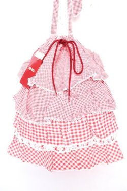 画像1: PINK HOUSE / ギンガムパッチワークバッグ F 赤 Y-25-12-18-009-LO-BG-SZ-ZY