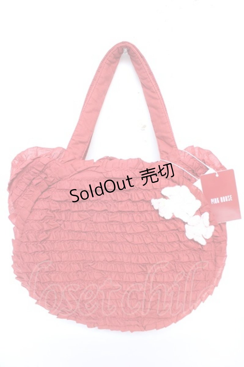 画像1: PINK HOUSE / Teddyシルエットフリルバッグ  赤 Y-25-12-18-013-LO-BG-SZ-ZS (1)
