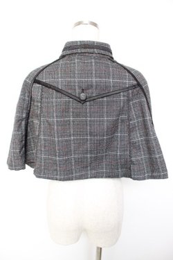 画像2: OZZ ANGELO / チェック柄ナポレオンケープ  グレー Y-25-12-19-043-OO-TO-SZ-ZY