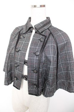 画像3: OZZ ANGELO / チェック柄ナポレオンケープ  グレー Y-25-12-19-043-OO-TO-SZ-ZY