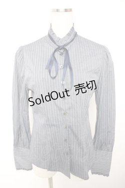 画像1: Sheglit / ストライプクラシカルブラウス  ネイビー Y-25-12-19-047-EL-BL-SZ-ZY