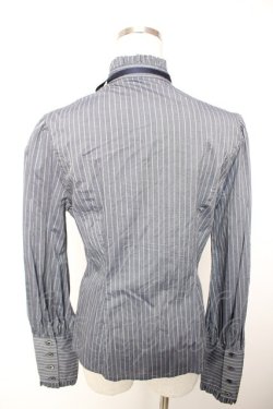 画像2: Sheglit / ストライプクラシカルブラウス  ネイビー Y-25-12-19-047-EL-BL-SZ-ZY