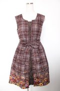 axes femme / チェック×花柄ワンピース M ワイン Y-25-12-19-068-AX-OP-SZ-ZY