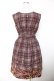 画像2: axes femme / チェック×花柄ワンピース M ワイン Y-25-12-19-068-AX-OP-SZ-ZY (2)