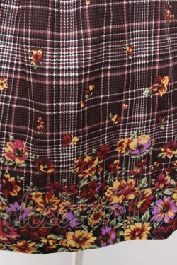 画像3: axes femme / チェック×花柄ワンピース M ワイン Y-25-12-19-068-AX-OP-SZ-ZY