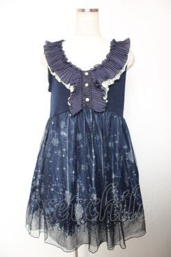 画像1: axes femme / チュール重ね結晶柄チュニ M 紺 Y-25-12-19-069-AX-OP-SZ-ZY