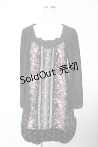 axes femme / レースＸ花柄ファー切替チュニ M 黒 Y-25-12-19-072-AX-OP-SZ-ZY