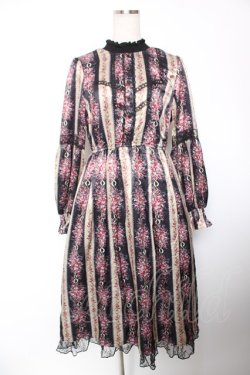 画像1: axes femme / ローズレユール柄ワンピース M 黒 Y-25-12-19-074-AX-OP-SZ-ZY