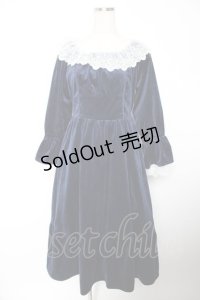 axes femme / パゴタ袖ベロアワンピース F 紺 Y-25-12-19-075-AX-OP-SZ-ZY