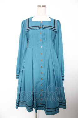 画像1: Physical Drop / スクエアタックセーラーワンピース  グリーン×黒 Y-25-12-19-079-LO-OP-SZ-ZY