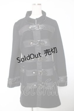 画像1: ALGONQUINS / ベルトデザインダッフルコート ユニセックス 黒 Y-25-12-19-086-AL-CO-SZ-ZY