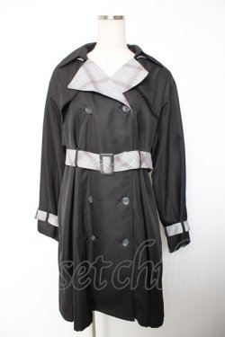 画像1: axes femme POETIQUE / チェック配色トレンチコート M 黒 Y-25-12-19-087-AX-CO-SZ-ZY