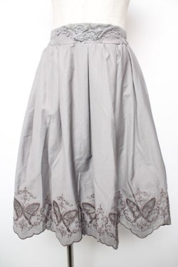 画像1: axes femme POETIQUE / 蝶柄透かし刺繍スカート M グレー Y-25-12-19-090-AX-SK-SZ-ZY