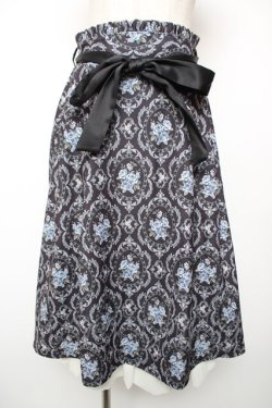 画像1: axes femme / オーナメント柄裾フリルスカート F 黒 Y-25-12-19-095-AX-BL-SZ-ZY