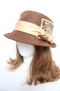 axes femme / プリント入りカンカン帽 57.5cm 茶 Y-25-12-19-015-AX-AC-SZ-ZY