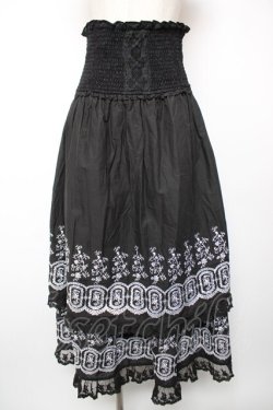 画像1: axes femme / 段々刺繍2ｗAYロングスカート M 黒 Y-25-12-19-099-AX-SK-SZ-ZY