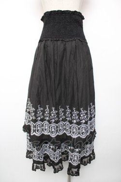 画像2: axes femme / 段々刺繍2ｗAYロングスカート M 黒 Y-25-12-19-099-AX-SK-SZ-ZY