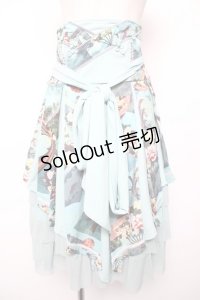 Ozz oneste / チャイナボタン和柄タックスカート  ミントグリーン Y-25-12-19-106-OO-SK-SZ-ZY