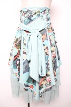 画像1: Ozz oneste / チャイナボタン和柄タックスカート  ミントグリーン Y-25-12-19-106-OO-SK-SZ-ZY