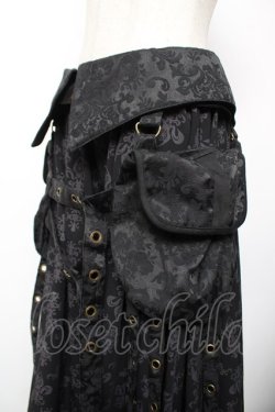 画像3: STEAM / カーマーベルト付きオーナメント柄ロングスカート  黒 Y-25-12-19-110-HN-SK-SZ-ZY