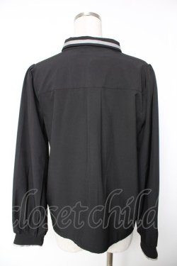 画像2: axes femme / エンブレム刺繍ネクタイ付ブラウス M 黒 Y-25-12-19-023-AX-BL-SZ-ZY