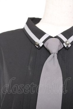 画像3: axes femme / エンブレム刺繍ネクタイ付ブラウス M 黒 Y-25-12-19-023-AX-BL-SZ-ZY